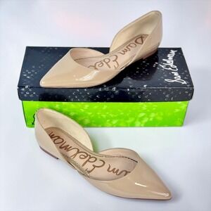 Sam Edelman Rodney Nude Patent Leather Pointed Toe Flats Size 6.5